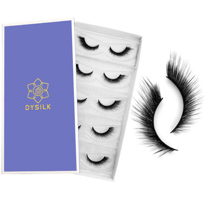 Picture of DYSILK Mink Lashes False Eyelashes - Lash Extension Strip Eyelashes 5 Pairs 6D Lashes Fox Eye Mink Eyelashes False Lashes Reusable Fake Eyelashes Mink Wispy Lashes Natural Look | Winged 7mm-17mm