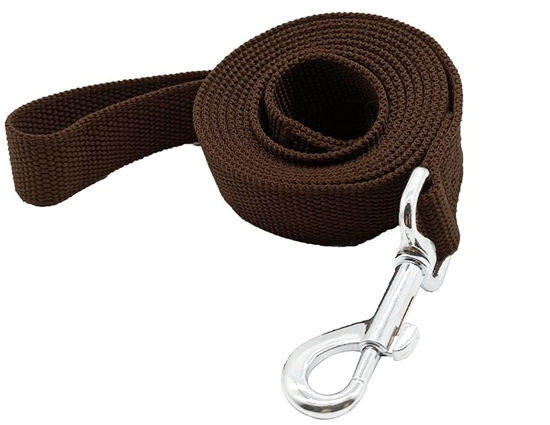 Picture of Strong Durable Nylon Dog Training Leash, Traction Rope, 4Ft /5 Foot /6 Feet Long, 5/8 inch 3/4 Inch 1 Inch Wide, for Small and Medium Dogs (1'' x 7 FT, Brown)