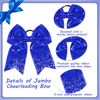 Picture of 2 Packs Jumbo Cheerleading Bow 8 Inch Cheer Hair Bows Large Cheerleading Hair Bows with Ponytail Holder for Teen Girls Softball Cheerleader Outfit Uniform (Sequin Blue)