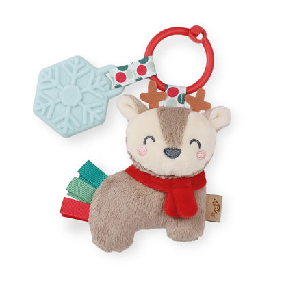 Picture of Itzy Ritzy Infant Toy & Teether - Itzy Pal Baby Teething Toy Includes Lovey, Crinkle Sound, Textured Ribbons & Silicone Teether Toy for Newborn (Jolly The Reindeer)