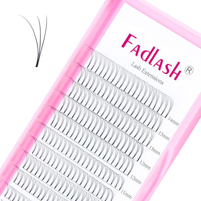 Picture of Lash Extension Premade Fans Eyelash Extensions Short Stem D Curl Volume Lash Extensions Pre Made Volume Lashes Premade Lash Extensions Fans (3D-0.10D, 8-14mm)