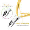 Picture of Cuticle Trimmer with Cuticle Pusher, XUNXMAS Cuticle Remover Cutter Nipper Scissor and Triangle Cuticle Nail Pusher Peeler Scraper, Durable Dead Skin Clipper Manicure Pedicure Tools (Yellow)