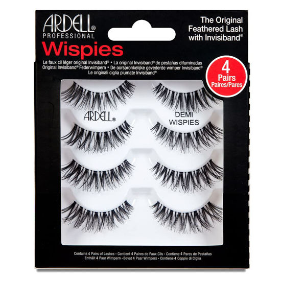 Picture of Ardell Demi Wispies False Eyelashes Black, Eye Make-Up Enhancement, Full Volume Strip Lashes - 4 pairs, 1 Pack