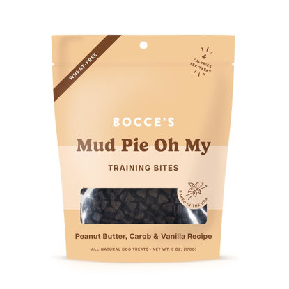 Picture of Bocce's Bakery Mud Pie Oh My Training Treats for Dogs, Wheat-Free Dog Treats, Made with Real Ingredients, Baked in The USA, All-Natural & Low Calorie Training Bites, PB, Carob, & Vanilla Recipe, 6 oz