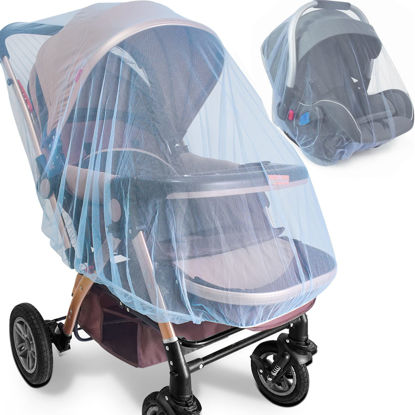 Picture of Mosquito Net for Stroller (2 Pack) - Durable Baby Stroller Mosquito Net - Perfect Bug Net for Strollers, Bassinets, Cradles, Playards, Pack N Plays and Portable Mini Crib (Blue) …