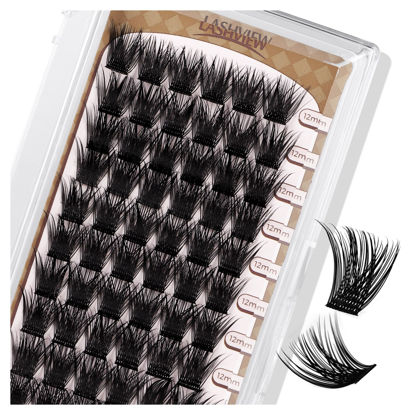 Picture of LASHVIEW Lash-Extension-Clusters 72pcs D Curl Lash Clusters Natural Look Cluster Lashes Extensions Super Thin Band & Soft Lashes Reusable 12mm MIX (56D)