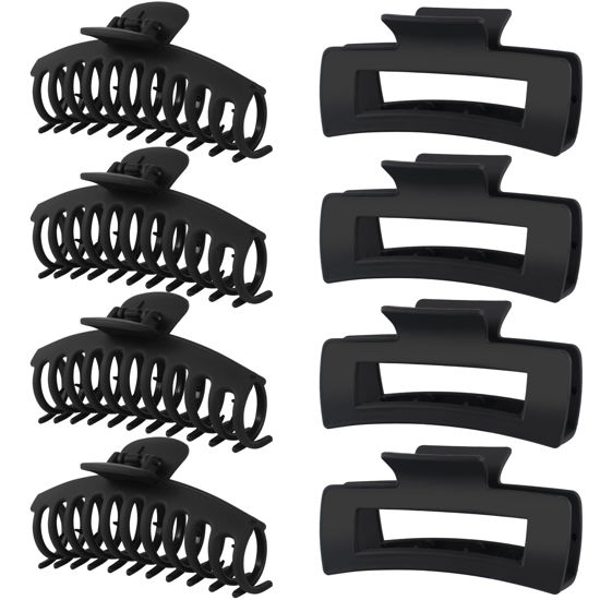 Picture of LuSeren Hair Clips for Women 4.3 Inch Large Hair Claw Clips for Women Thin Thick Curly Hair, Big Matte Banana Clips,Strong Hold jaw clips (Black)