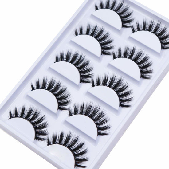 Picture of Veleasha Lashes 5D Faux Mink Lashes 100% Handmade Luxurious Fake Eyelashes Lightweight Fluffy False Eyelashes 5 Pairs Pack (Princess)