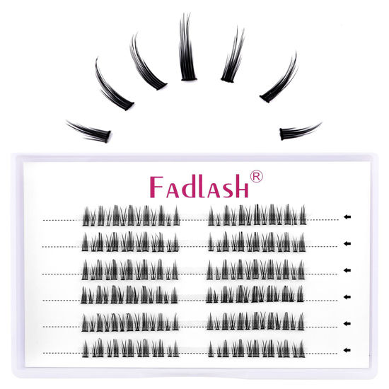 Picture of Cluster Lashes DIY Eyelash Extension 156pcs Little Devil Lashes Black Individual Lashes Cluster Faux Mink Lash Clusters Soft Lightweight Pre Made Volume Lashes Makeup (Style Little-Devil)