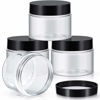 Picture of 4 Pieces Round Clear Wide-mouth Leak Proof Plastic Container Jars with Lids for Travel Storage Makeup Beauty Products Face Creams Oils Salves Ointments DIY Making or Others (Black, 6 Ounce)