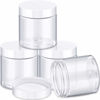 Picture of Patelai 4 Pieces Round Clear Wide-mouth Leak Proof Plastic Container Jars with Lids for Travel Storage Makeup Beauty Products Face Creams Oils Salves Ointments DIY Making or Others (White,8 Ounce)