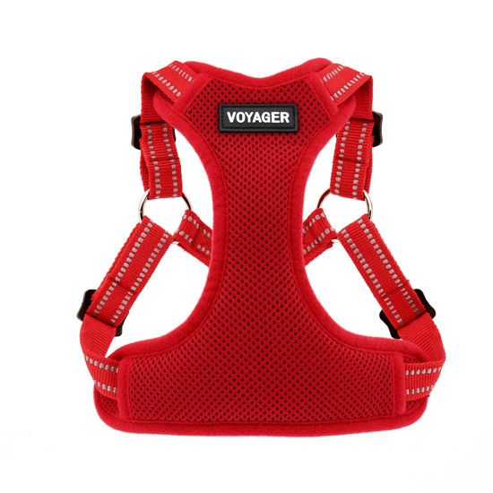 Picture of Best Pet Supplies Voyager Adjustable Dog Harness with Reflective Stripes for Walking, Jogging, Heavy-Duty Full Body No Pull Vest with Leash D-Ring, Breathable All-Weather - Harness (Red), M