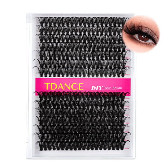 Picture of TDANCE Lash Clusters DIY Eyelash Extensions 280 Pcs 40D+50D Cluster Lashes C D Curl Individual Lashes Cluster Reusable Soft & Comfortable DIY Lash Extensions at Home(40D+50D,C Curl,16-20mm)