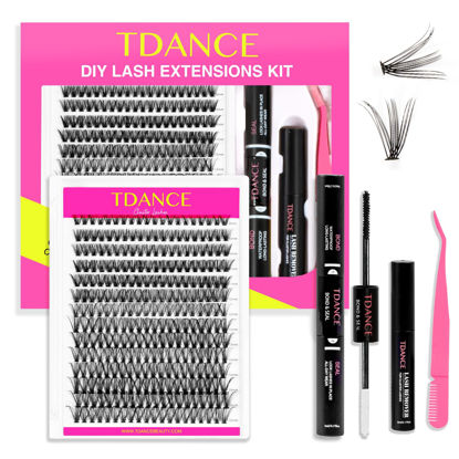 Picture of TDANCE DIY Lash Extension Kit 280 PCS Cluster Lashes Kit with 9-16mm Mix Lash Clusters, Lash Bond and Seal, Lash Remover, Lash Applicator for DIY Eyelash Extension Kit at Home(Kit-50D-D)