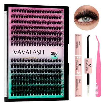 Picture of VAVALASH Lash Clusters Kit 40D+60D 16-20mm Cluster Lashes Wispy Volume Individual Lashes, Lash Bond and Seal Glue, Lash Tweezer for DIY Lash Extension at Home (40D+60D-16-20MIX-KIT)