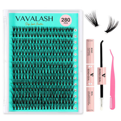 Picture of VAVALASH DIY Lash Extension Kit 280 PCS Individual Cluster Lashes Kit 30D 0.07-D-9-16mm Lash Clusters, Lash Bond and Seal, Lash Tweezer for DIY Eyelash Extension at Home（Kit-30D-0.07-D-9-16MIX）