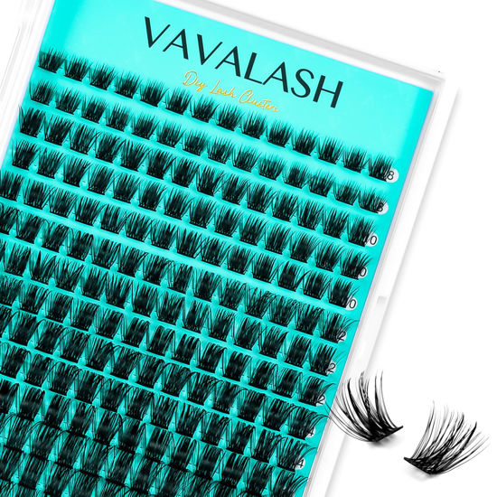 Picture of VAVALASH 196 PCS Individual Cluster Lashes DIY Eyelash Extension Light and Soft Faux Mink Slik Lash Clusters Easy Full Lash Extensions DIY at Home (AL09, D Curl-8-16MIX)