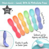 Picture of PrimaStella Silicone Chew Spoon Set for Babies and Toddlers | Safety Tested | BPA Free | Microwave, Dishwasher and Freezer Safe (Summer Rainbow Chew Spoon)