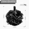 Picture of BCKENEY Bath Loofah Shower Sponge Body Back Scrubber Soft Mesh Shower Puffs Exfoliating Loofa for Women & Men Bath Accessories Cleaning Tool (Charcoal Black, 4Pack 60G Black)