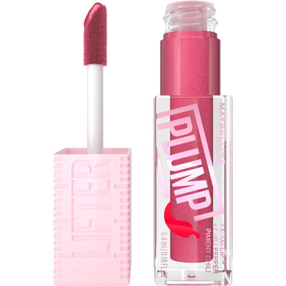 Picture of MAYBELLINE Lifter Gloss Lifter Plump, Plumping Lip Gloss with Chili Pepper and 5% Maxi-Lip, Mauve Bite, Sheer Mauve, 1 Count