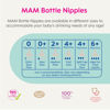 Picture of MAM Bottle Nipples Mixed Flow Pack - Slow Flow Nipple Level 1 and Medium Flow Nipple Level 2, for Newborns and Older, SkinSoft Silicone Nipples for Baby Bottles, Fits All MAM Bottles, 4 Pack