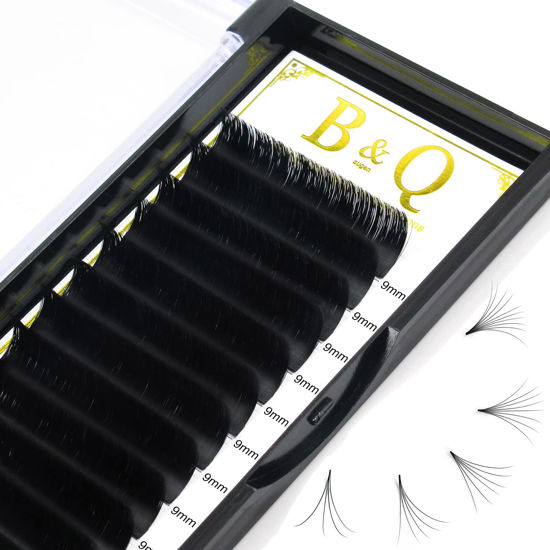 Picture of B&Qaugen Easy Fan Lashes DD-0.07-9 mm Volume Lash Extensions 9-25 mm B&Qaugen Easy Fan Volume Lashes Rapid Blooming Lashes Automatic Flowing Eyelash Extensions(DD-0.07-9)