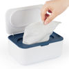 Picture of Flenpptly Baby Wipes Dispenser, Wipes Case Baby Wipe Holder Keeps Wipes Fresh, Non-Slip, Easy Open & Close (Blue)