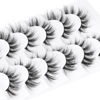 Picture of Natural Lashes Wispy Eyelashes Cat Eye False Eyelashes Strip 3D Fake Eyelashes 17MM Fluffy Faux Mink Lashes 6 Pairs