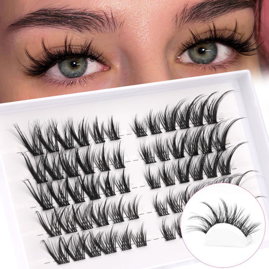 Picture of Cat Eye Lash Clusters Eyelash Extension Wispy Individual Lashes Fox Eye DIY Lash Extension Eyelash Clusters Lashes Natural Look Long False Lashes ALICROWN