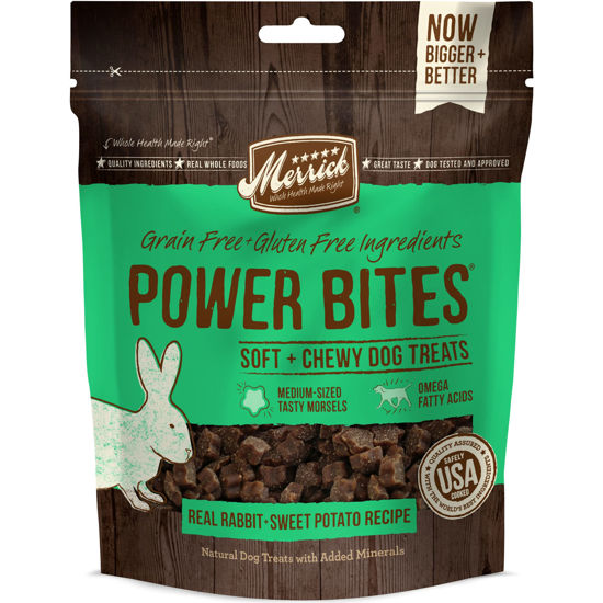 Picture of Merrick Power Bites Natural Soft And Chewy Real Meat Dog Treats, Grain Free Snack With Real Rabbit Recipe - 6 oz. Bag