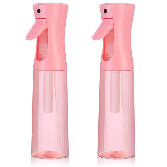 Picture of Spray Bottle for Hair (10.1oz/300ml) 2 Pack Pink Transparent Home Continuous Spray Bottle Empty Ultra Fine Water Mister Reusable Barber Supplies Spray Bottles For Cleaning Plants Curly Hair Etc