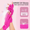 Picture of AIRSEE UV Gloves for Nail Lamp,Professional UPF50+ UV Protection Gloves for Manicures Nail Art,Fingerless Gloves That Shield Skin from The Sun and Nail Lamp (Rose Red)