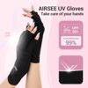 Picture of AIRSEE UV Gloves for Nail Lamp,Professional UPF50+ UV Protection Gloves for Manicures Nail Art,Fingerless Gloves That Shield Skin from The Sun and Nail Lamp (Black)