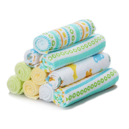 Picture of Spasilk Baby Washcloth Wipes Set for Newborn Boys and Girls, Soft Terry Washcloth Set, Pack of 10, Yellow Lines