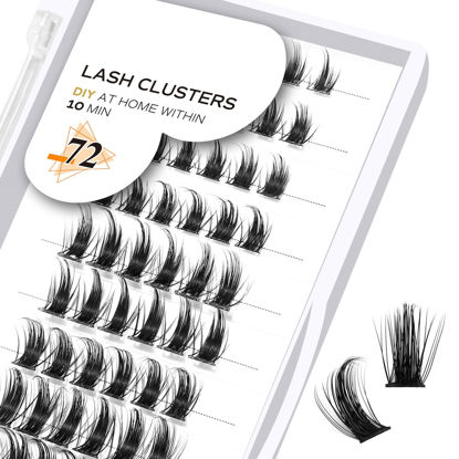 Picture of Lash Clusters D Curl 18mm DIY Lash Extensions 72 Clusters Lashes C D Curl Wispy Volume Lashes Eyelash Clusters Extensions Individual Lashes Cluster DIY at Home (B38,D-18mm)