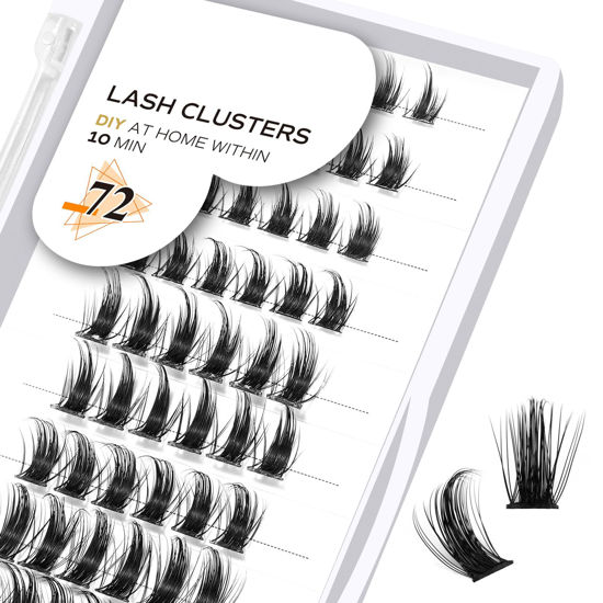 Picture of Lash Clusters D Curl 18mm DIY Lash Extensions 72 Clusters Lashes C D Curl Wispy Volume Lashes Eyelash Clusters Extensions Individual Lashes Cluster DIY at Home (B38,D-18mm)