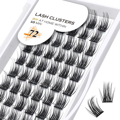 Picture of Lash Clusters D Curl 18mm DIY Lash Extensions 72 Clusters Lashes C D Curl Wispy Volume Lashes Eyelash Clusters Extensions Individual Lashes Cluster DIY at Home (B36,D-18mm)