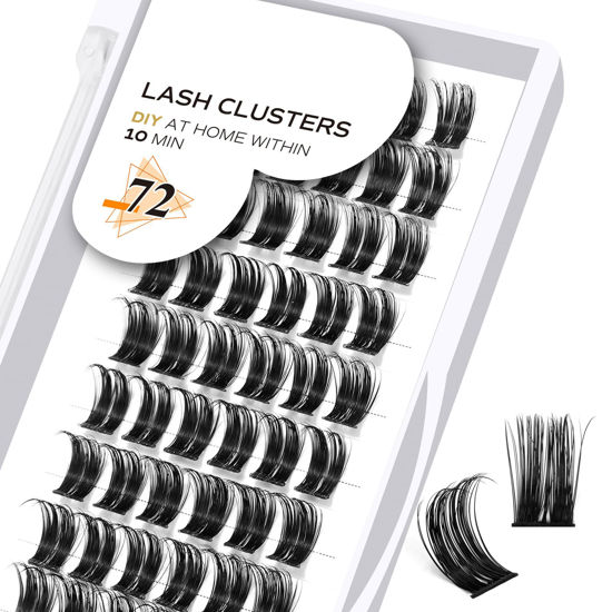 Picture of Lash Clusters D Curl 18mm Manga Lashes 72 Clusters Lashes DIY Eyelash Extensions Anime Lashes Soft Wispy Eyelash Clusters Extensions Spiky Individual Lashes Cluster DIY at Home (B45,D-18mm)