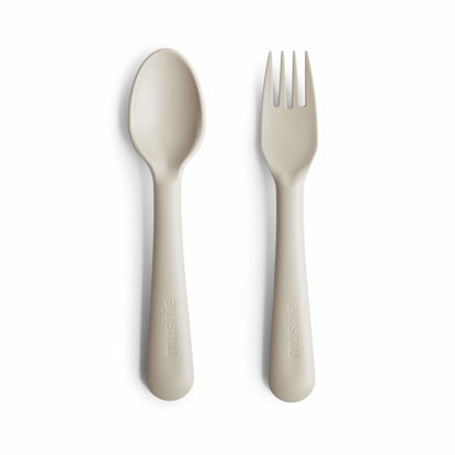 Picture of mushie Flatware Fork and Spoon Set for Kids | Made in Denmark (Ivory)