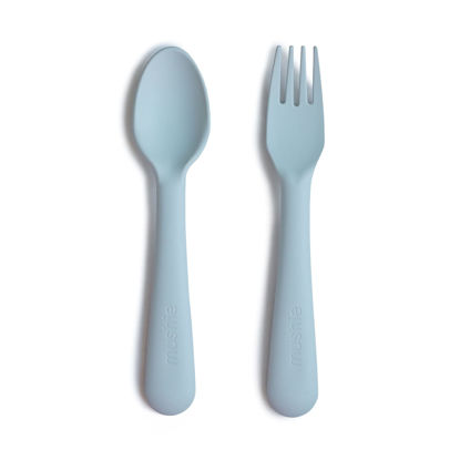 Picture of mushie Flatware Fork and Spoon Set For Kids | Made in Denmark (Powder Blue)