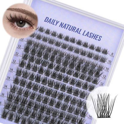 Picture of Lash Clusters Natural Cluster Eyelash Extensions 144 PCS Eyelash Clusters D Curl Z01 Individual Lashes for Beginners 8-18mm Cluster Lashes Superfine Band Eyelash Extension（Z01-D-8-18mix）