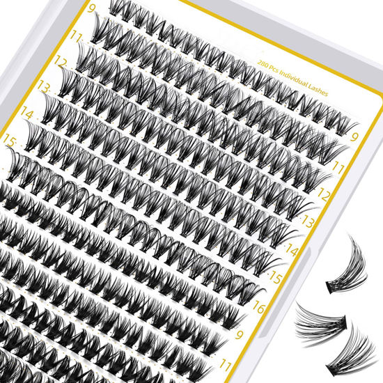 Picture of Lash Clusters 30D 50D-D-9-16MIX LASH Individual Lashes 280 False Eyelash 9-16MIX Extensions Cluster DIY at Home (30D 50D,D-9-16MIX)