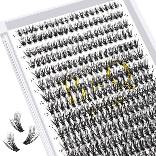 Picture of Lash Clusters 40D-C-9-16MIX Individual Lashes 280 Clusters Manga Lashes False Eyelash Lash Clusters Extensions DIY Eyelash Extensions at Home (40D-C,9-16MIX)