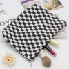 Picture of PAZIMIIK Knitted Checkered Makeup Bag Large Zipper Make Up Accessory Pouch for Purse Cosmetic Brush Bag for Travel Essential,Black