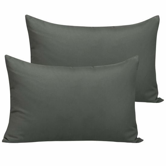 Picture of NTBAY Microfiber Toddler Pillowcases with Envelope Closure, 2 Pack 100% Brushed Microfiber Super Soft Travel Kids Nursery Pillow Cases, 14"x20" Fits Pillows Sized 12"x16" 13"x18" 14"x19", Dark Grey