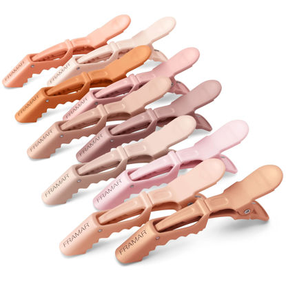 Picture of FRAMAR Neutral Alligator Clips For Hair Styling 10 Pack - Professional Alligator Hair Clips For Women, Alligator Clips For Hair, Hair Clip For Women, Cute Hair Clips For Styling, Salon Hair Clips