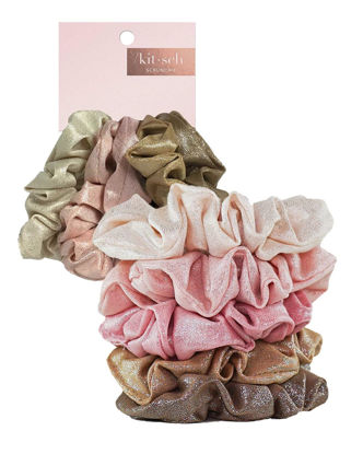 Picture of Kitsch Metallic Blush/Mauve Scrunchies - 5 Count - Hair Ties for Women & Girls - Large Hair Ties - Hair Tie Scrunchies - Cute Scrunchie - Hair Bands & Ponytail Holders