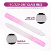 Picture of CANVALITE Glass Nail File for Natural Nails Double Sided 180/320 Grit Crystal Nail Files with Case Glass Fingernail File Stocking Stuffers for Women Girls Gifts, Pink