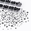 Picture of Canvalite 1500PCS Black Rhinestones Flat Back Gems, Nail Rhinestones Nail Art Gems with Pick Up Tweezers and Rhinestone Picker Dotting Pen, Nail Art Tools for Nails, Clothes, Face, Craft