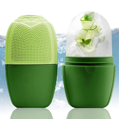 Picture of XHJRI Ice Face Roller Massager,Ice Cube Roller for Face, Eyes and Neck Naturally Conditioning and Skin Care,De-Puff Eye Bags,Reduce Migraine Pain,Reusable Massage Silicone Ice Mold (New Green)